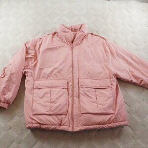 We The Free Duvet Bomber Jacket Womens Large Pink Oversized Puffer Full Zip